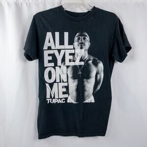 2PAC Tupac Distressed Black Band Concert Tee Shirt Womens Small Mens XSmall